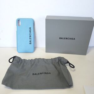 Balenciaga Designer IPhone‎ Phone 6" Case X XS Cover Solid Blue Logo Leather New